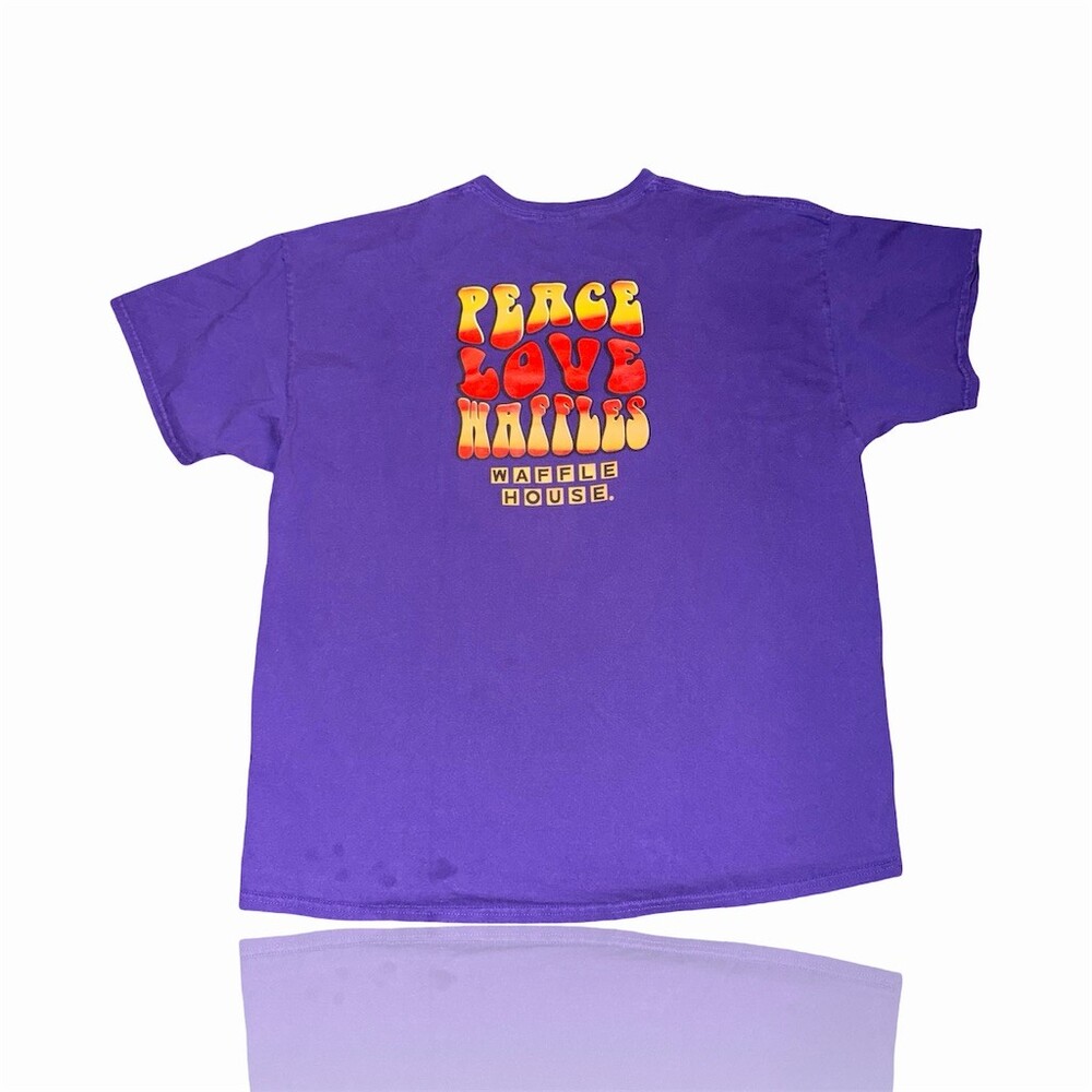 Waffle House T-Shirt Unisex Adults 2XL Purple Peace Love Waffles Graphic
